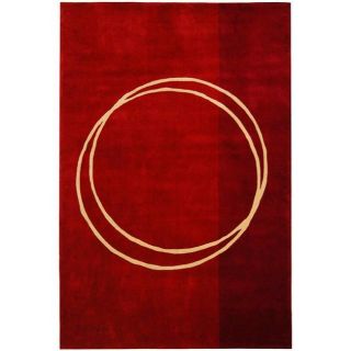 Handmade Rodeo Drive Circle Of Life Red/ Ivory N.Z. Wool Rug (8 X 11)