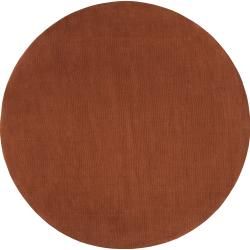 Hand crafted Brown Solid Casual Dora Wool Rug (8 Round)