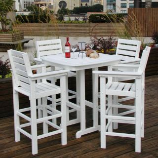 POLYWOOD Recycled Plastic Captain Collection Bar Height Dining Set Sand   PW129 