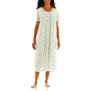 Earth Angels Short Sleeve Ballet Nightgown, Green, Womens