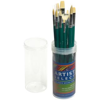 Artist Select Long Handle Synthetic Acrylic Assorted Brush Tub (pack Of 12)
