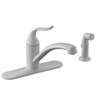 Kohler K 15072 p 0 White Coralais Decorator Kitchen Sink Faucet With Escutcheon, Matching Finish Sidespray And Lever Handle