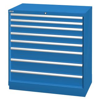 Lista 40 1/4 Wide 8 Drawer Cabinets   117 Compartments   Keyed Alike   Bright Blue   Bright Blue