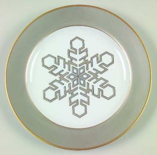 American Atelier Flurries Salad Plate, Fine China Dinnerware   Silver Snowflakes