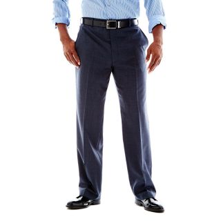 Stafford Travel Flat Front Trousers   Portly, Navy Shark, Mens