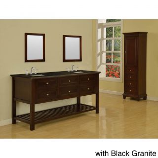 70 inch Dark Brown Mission Spa Double Vanity Sink Cabinet