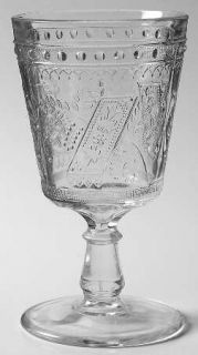 Adams & Co Good Luck Water Goblet   Pattern Glass,Horseshoe,Floral