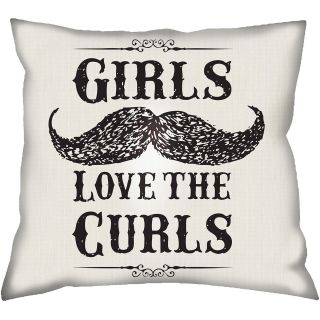 Girls Love the Curls Decorative Pillow, Beige