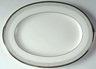 Noritake Manderleigh 12 Oval Serving Platter, Fine China Dinnerware   Gray Scro