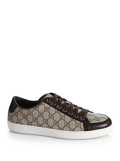 Gucci Brooklyn GG Lace Up Sneakers   Beige