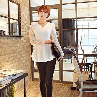 Womens Nice Long Sleeve Polyester/Lace Shirt