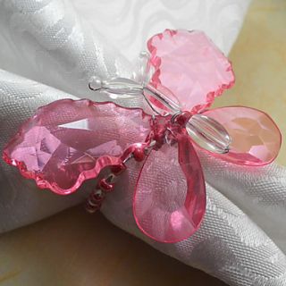 Crystal Butterfly Napkin Ring Set Of 6, Acrylic Dia 4.5cm