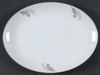 Fukagawa Silver Bamboo (3 Groups Of Trees) 12 Oval Serving Platter, Fine China
