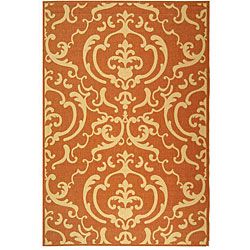 Indoor/ Outdoor Bimini Terracotta/ Natural Rug (710 X 11) (RedPattern GeometricMeasures 0.25 inch thickTip We recommend the use of a non skid pad to keep the rug in place on smooth surfaces.All rug sizes are approximate. Due to the difference of monitor