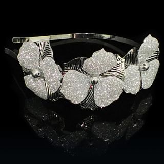 Silver Alloy Headbands With Transparent Flowers Wedding Headpieces