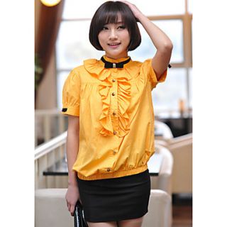 Womens Joint Color Bowknot Stand Collar Blouse