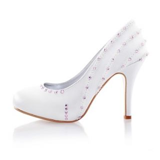 Satin Womens Wedding Stiletto Heel Pumps Heels with Rhinestone Shoes