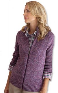 Purple tweed Zip front Cardigan