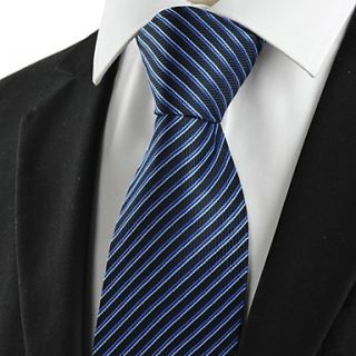 New Striped Navy Blue Formal Mens Tie Necktie for Wedding Party Holiday Gift