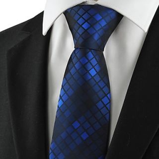 Checked Pattern Navy Mens Tie Formal Suits Necktie