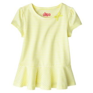 Circo Infant Toddler Girls Striped Peplum Tee   Dandelion Yellow   12 M