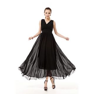 Womens V Neck Chiffon Ball Gown Sexy Evening Party Long Dress