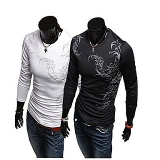 Spring Mens New Personalized Chinese Style Sports Printed Long Sleeved T Shirt