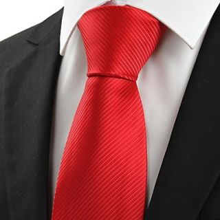 New Classic Striped Scarlet Red Men Tie Necktie for Wedding Party Holiday Gift