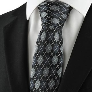 Diamond Pattern Grey Mens Tie Formal Necktie