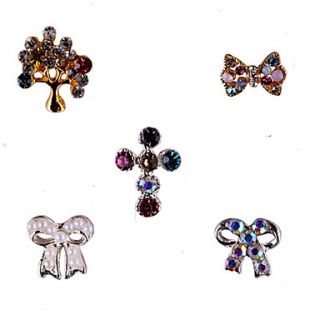 5PCS Diamond Studded Nail Art Alloy Decorations Energetic fashion No.69 73 (Assorted Colors)