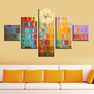 Modern Style Orange Pattern Clock in Canvas 5pcs