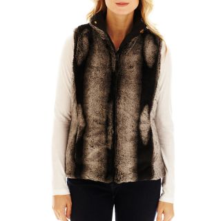 KC COLLECTIONS Reversible Faux Fur Vest, Black, Womens