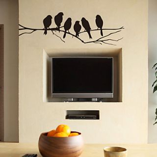Removable Wall Decal Black Birds On Branch Wall Stickers