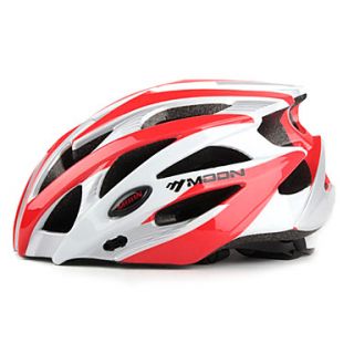 MOON Cycling White and Red PC/EPS 21 Vents Protective Ride Helmet