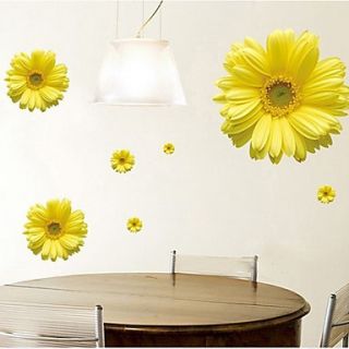 Decorative Combination Chrysanthemum Yellow Daisy Art Decor Home Bedroom DIY Wall Sticker