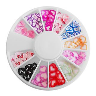 Mixed pattern Polymer Clay Heart shaped Wheel Nail Art Decorations