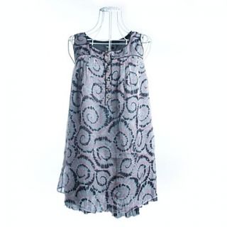 Womens Without Collar Floral Chiffon Sleeveless Sexy Suspender Skirt