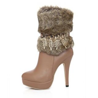 Fashion Womens High heel Ankle high Boots with Fur Collar and Sequin Leaves Decoration (More Colors)