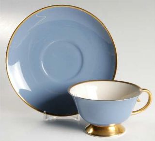 Flintridge Sylvan Dutch Blue (Rim) Footed Cup & Saucer Set, Fine China Dinnerwar
