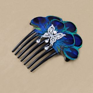 Vintage Feather Hair Comb For Women 1 Pc