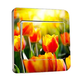 Floral Yellow Tulip Light Switch Stickers, Removable Stickers