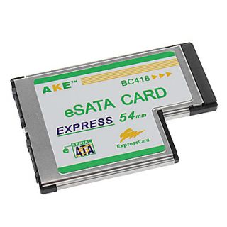 Express card 54 to 2 ports 3Gbps SATA ESATA Adapter