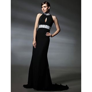 Elastic Woven Satin Trumpet/ Mermaid High Neck Court Train Evening Dress inspired by Kim Cattrall in Sex and the City