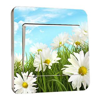 Floral White Chrysanthemum Light Switch Stickers, Removable Stickers