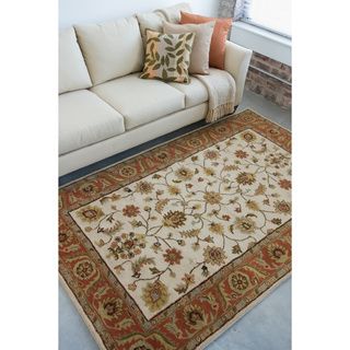 Hand tufted Camelot Collection Wool Rug (5 X 8) (GoldPattern OrientalPile height 0.5 inchTip We recommend the use of a non skid pad to keep the rug in place on smooth surfaces.All rug sizes are approximate. Due to the difference of monitor colors, some