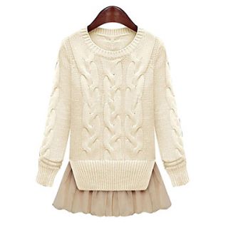 Womens Spring Knitwear Stitching Fitted Sweater