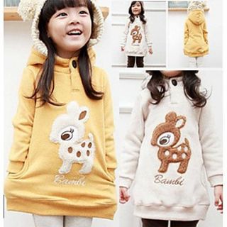 Girls Long Sleeve Deer Design Cotton Casual Long Sweatshirt with Hat