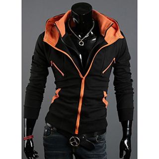 Mens Two Pieces Like Double Zipper Hoodie Coat