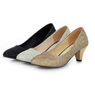 Sparkling Glitter Womens Chunky Heel Closed Toe Pumps/Heels Shoes(More Colors)