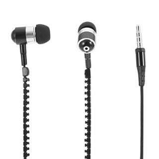 HXT 2045 Zipper Style In Ear Headphone with Mic for Mobilephone(Black)